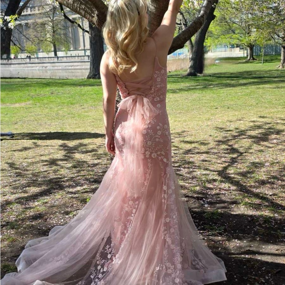 Pink Floral Prom Dress